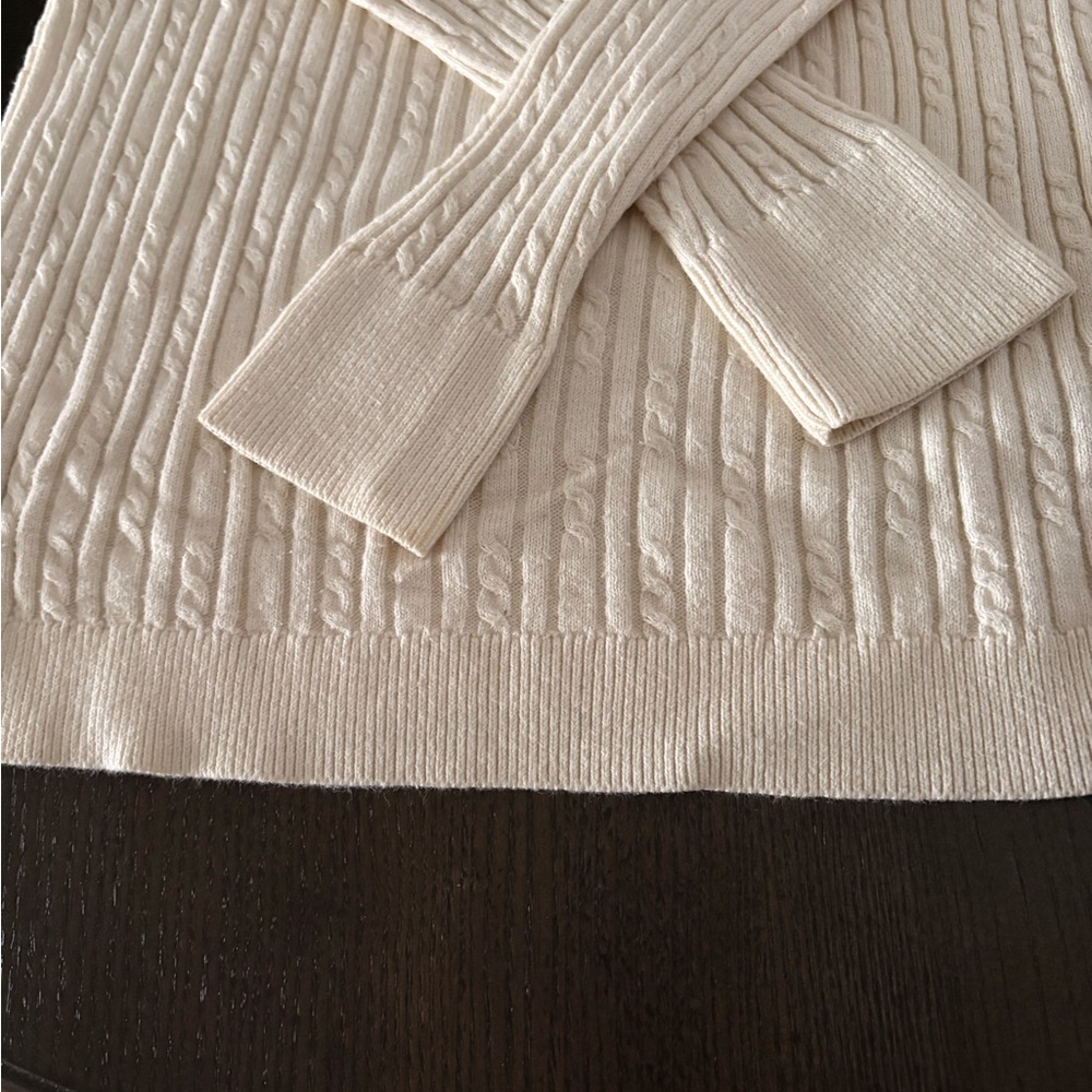 Talbots Ivory Ribbed Turtleneck Sweater - Picture 2 of 4